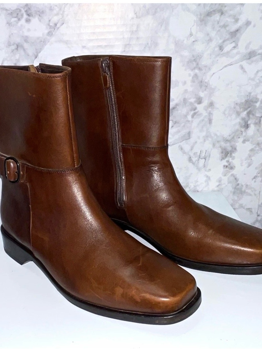 Vintage Cole Haan Leather Riding Boots Sz 8.5 B Brown Equestrian Made In Brazil